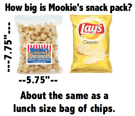 How big is Mookie's Snack Pack?